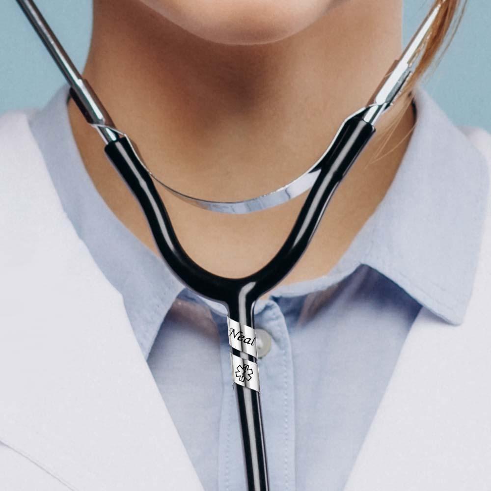 Custom Engraved Pattern Stethoscope Name Tag Personalized Gifts For Doctor - soufeelus