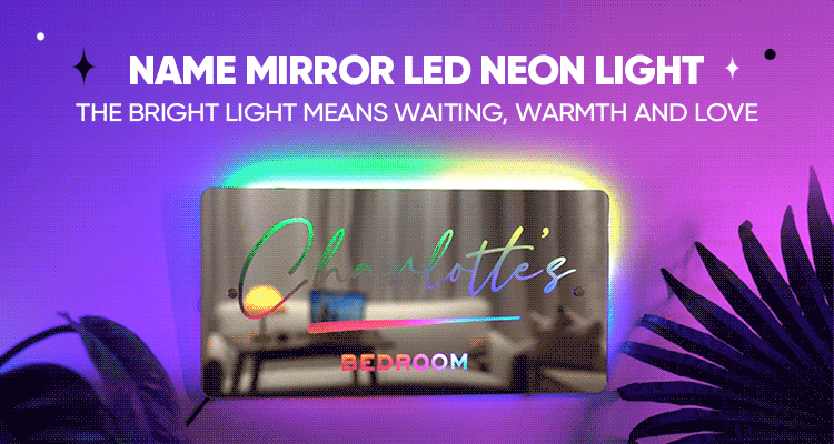 Name Mirror LED Neon Light - Custom Text Led Multi Color Light Up Wall ...