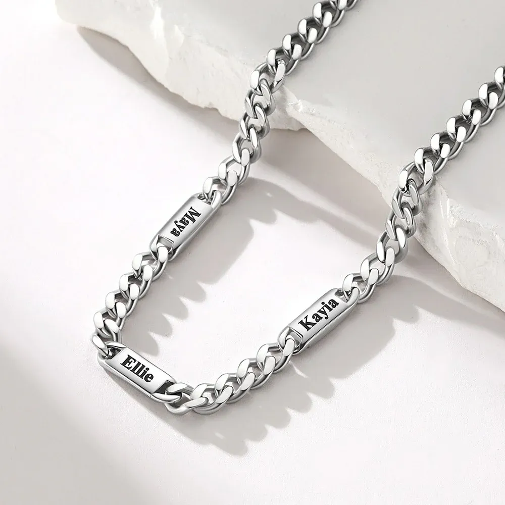 Personalized Engraving 1-6 Name Cuban Chain Necklace