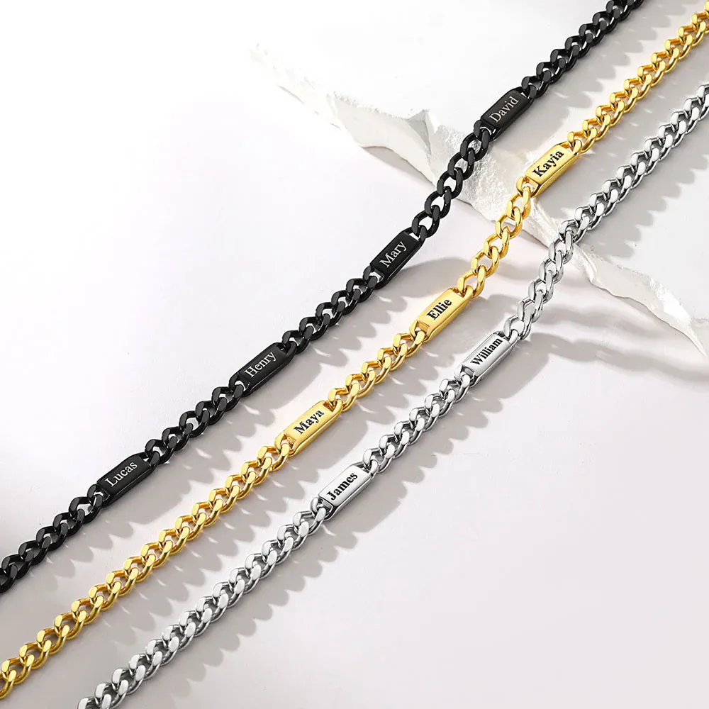 Personalized Engraving 1-6 Name Cuban Chain Necklace