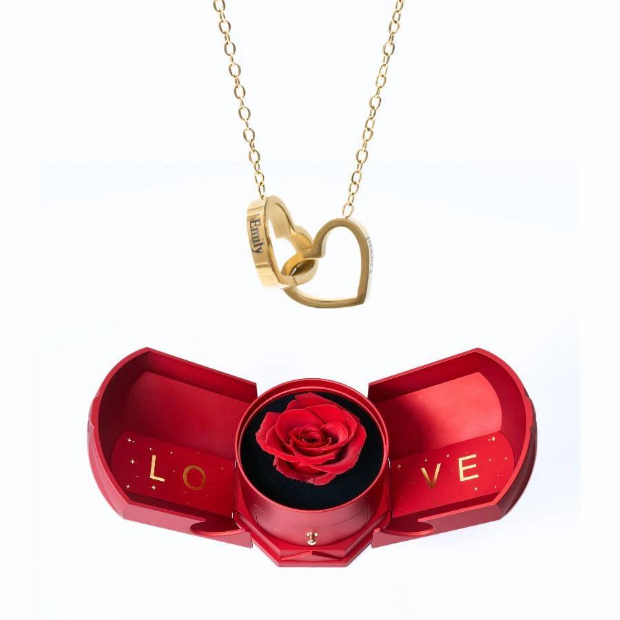 Personalized Engraved Heart Necklace with Eternal Harmony Gift Box – Romantic Gift for Her