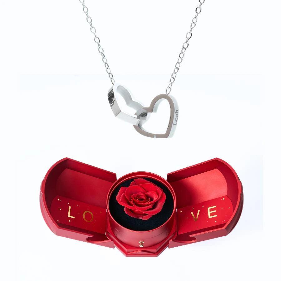 Personalized Engraved Heart Necklace with Eternal Harmony Gift Box – Romantic Gift for Her