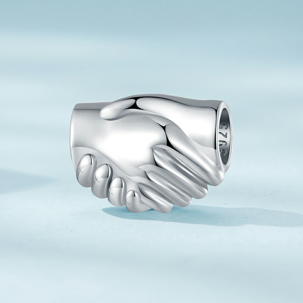 shake hands charm 925 sterling silver fj1429