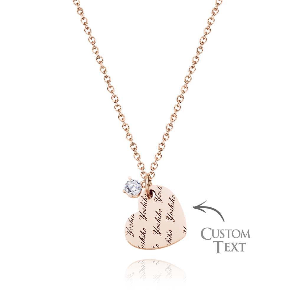 Custom Engraving Heart Necklace with a Birthstone Girl Gift - soufeelus