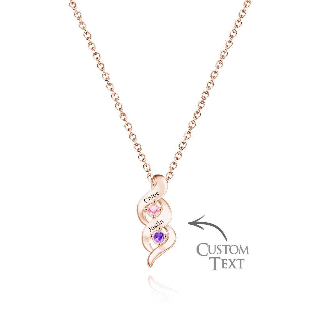Custom Engraved Name Vintage Necklace Birthstone Pendant Necklace For Her - soufeelus