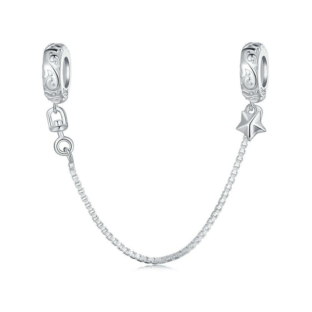 simple pattern safety charm chain 925 sterling silver gsf1060