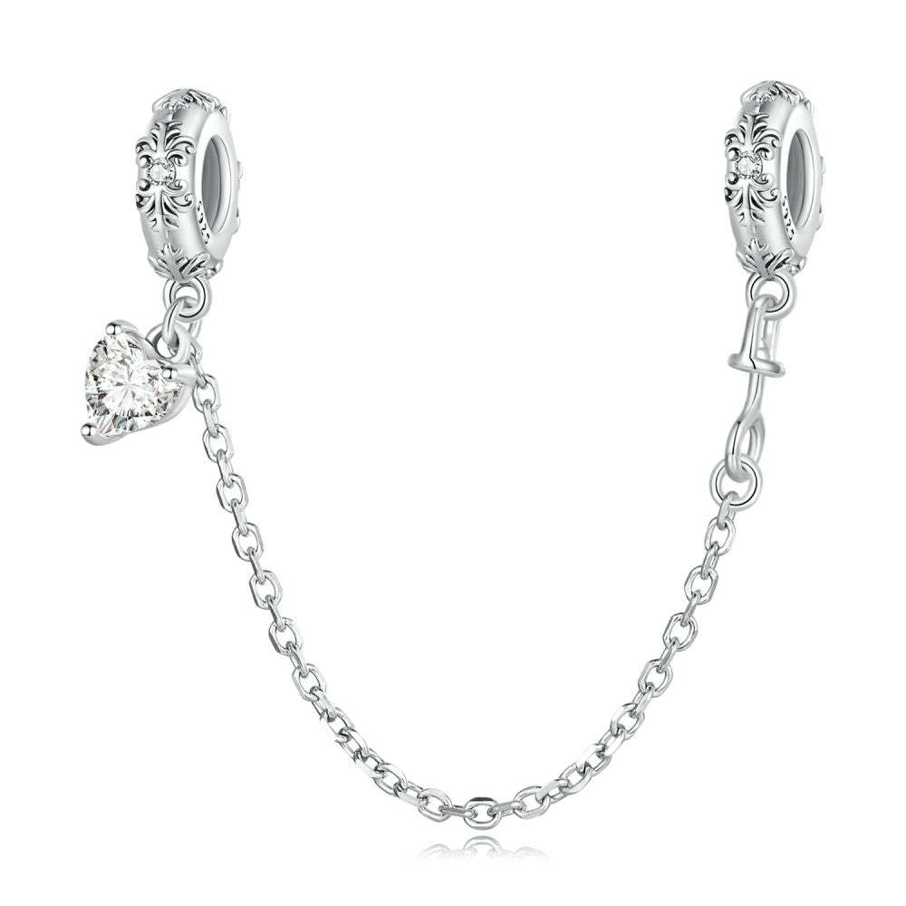 retro pattern safety charm chain 925 sterling silver gsf1072
