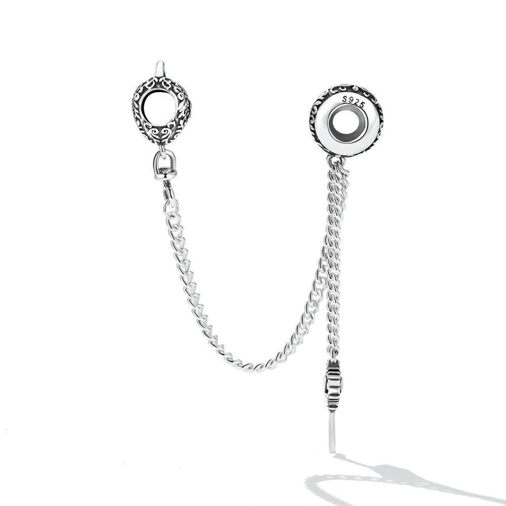 heart lock key safety charm chain 925 sterling silver gsf1074