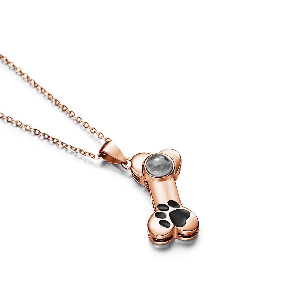 Dog Paw Bone Projection Necklace Personalized Picture Inside Pendant Keepsake Jewelry Trendy Best Friend Gift - soufeelus