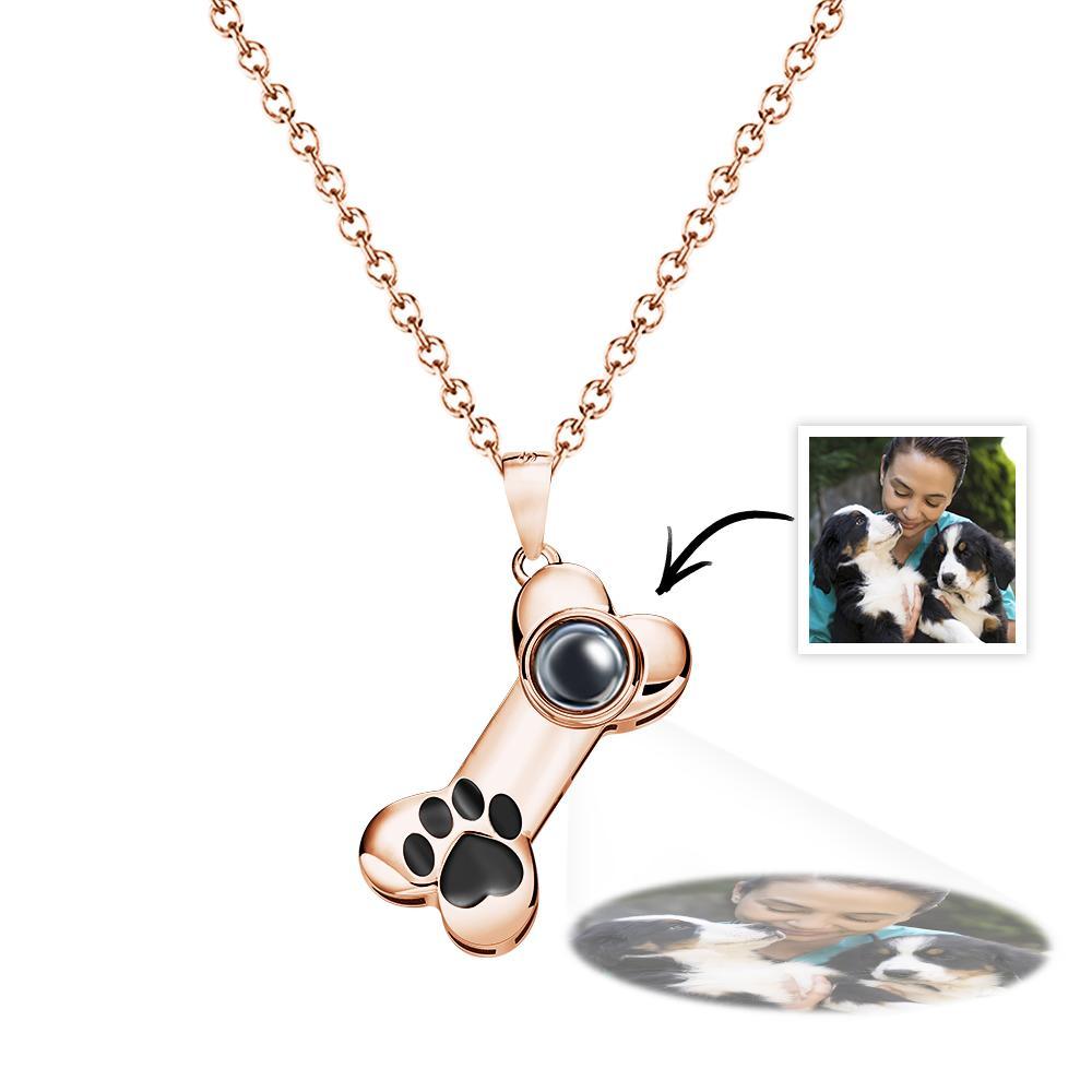 Dog Paw Bone Projection Necklace Personalized Picture Inside Pendant Keepsake Jewelry Trendy Best Friend Gift - soufeelus