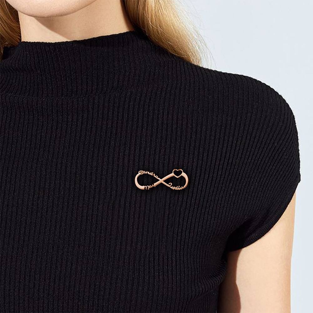 Custom Infinity Name Brooch Nameplate Lapel Pin Memorial Gifts Rose Gold Plated - soufeelus