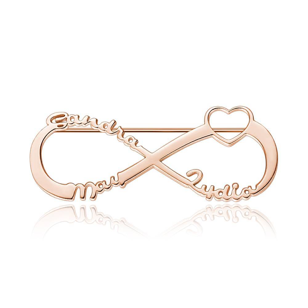 Custom Infinity Name Brooch Nameplate Lapel Pin Memorial Gifts Rose Gold Plated - soufeelus