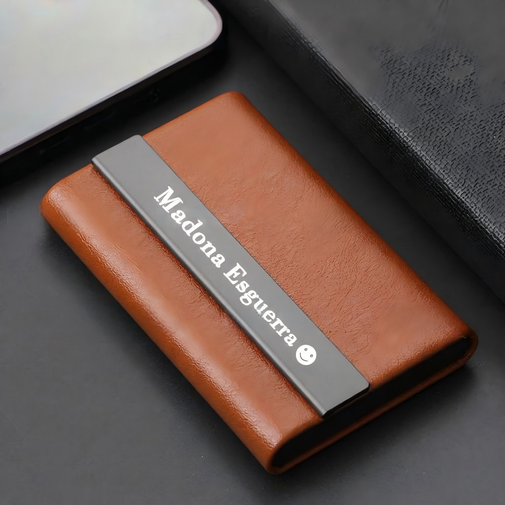 Custom Engraved Leather Business Card Case Bank Card Holder Gift for Him Business Gifts