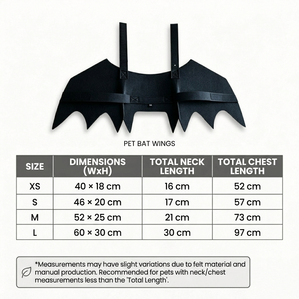 Halloween Bat Wings Pet Costume | Felt Bat Wing Costume for Dogs & Cats