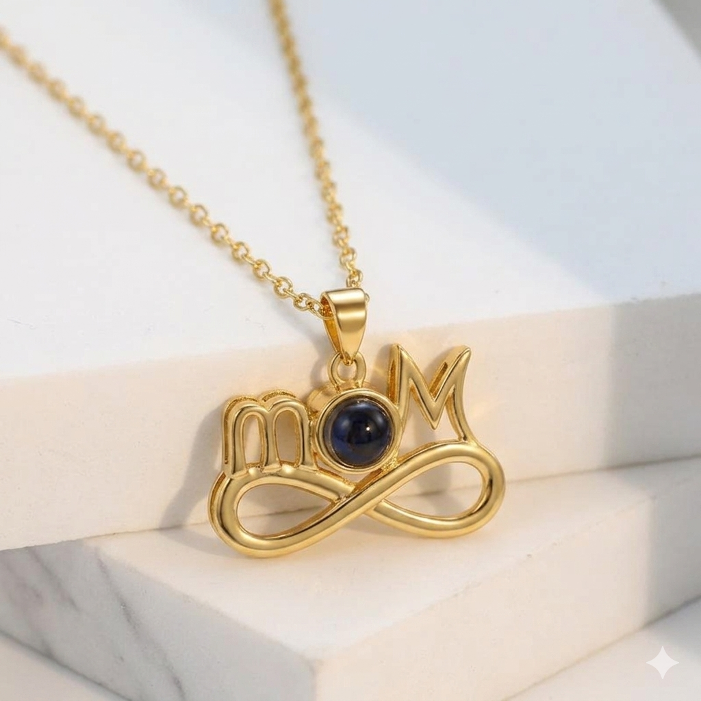 Personalized "MOM" Infinity Photo Projection Necklace Forever Love Gift Mother's Day Gift