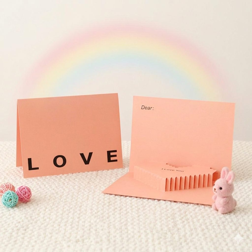 3D Creative Valentine's Day Pop Up Card Romantic Pink Heart Pop Up Greeting Card