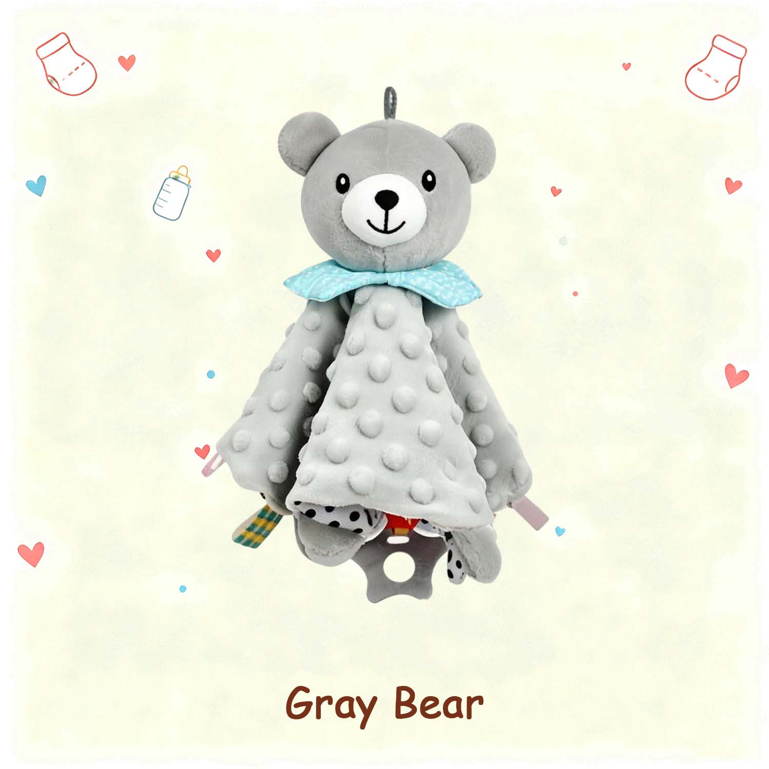 Personalized Baby Lovey Blanket – Custom Embroidered Name Security Blanket with Bunny or Elephant detail