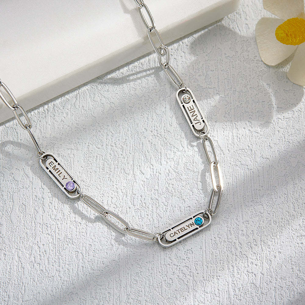 Personalized Name Birthstone Simple Necklace Gift - soufeelus