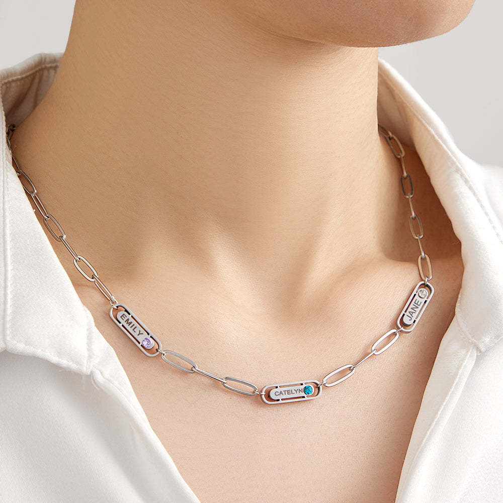 Personalized Name Birthstone Simple Necklace Gift - soufeelus