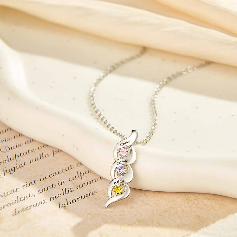 Custom Engraved Name Vintage Necklace Birthstone Pendant Necklace For Her - soufeelus