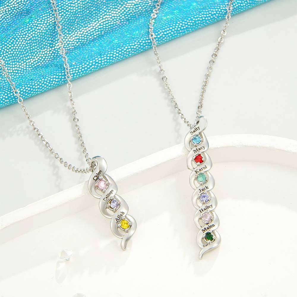 Custom Engraved Name Vintage Necklace Birthstone Pendant Necklace For Her - soufeelus