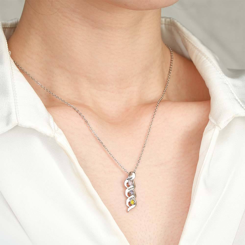 Custom Engraved Name Vintage Necklace Birthstone Pendant Necklace For Her - soufeelus