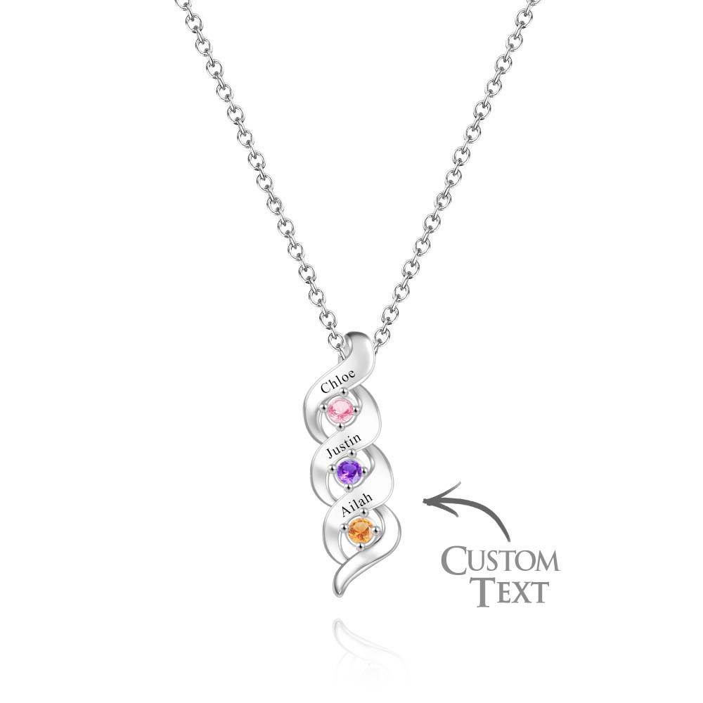 Custom Engraved Name Vintage Necklace Birthstone Pendant Necklace For Her - soufeelus