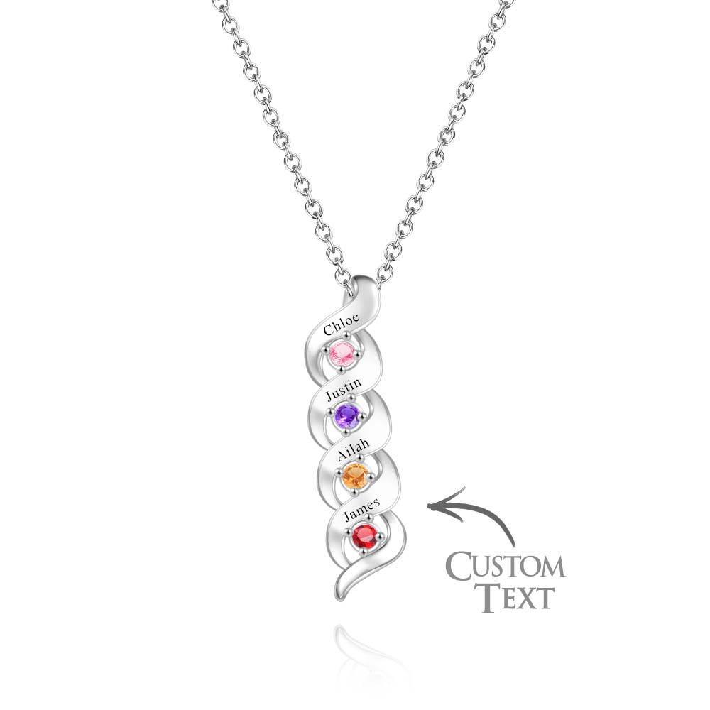 Custom Engraved Name Vintage Necklace Birthstone Pendant Necklace For Her - soufeelus