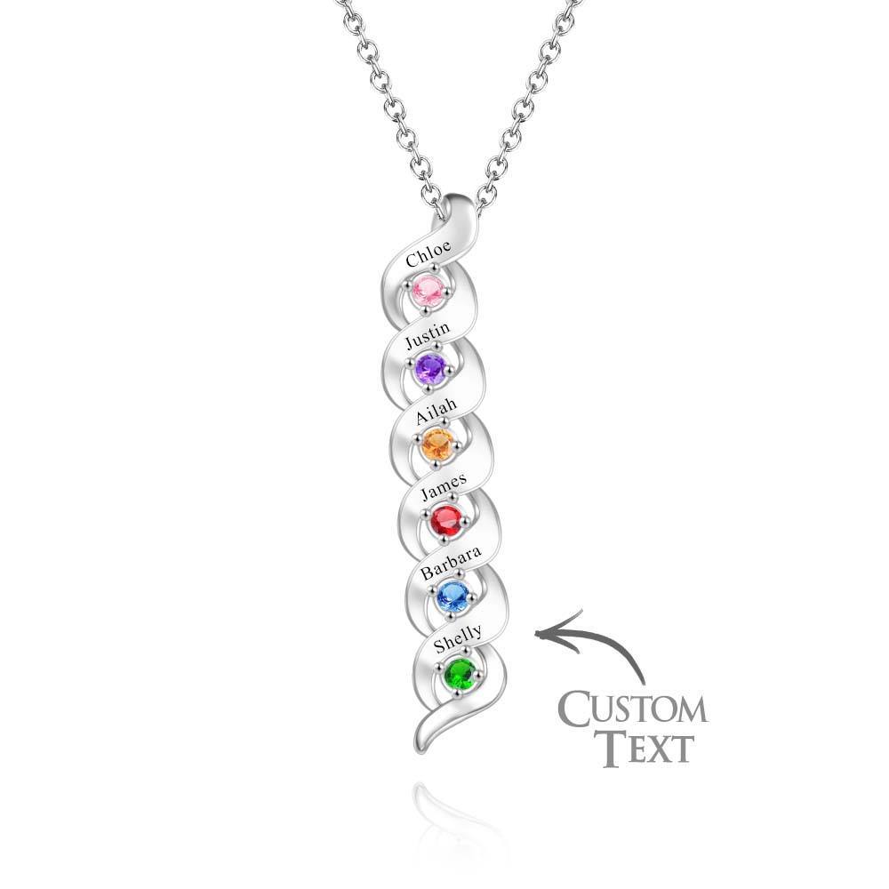 Custom Engraved Name Vintage Necklace Birthstone Pendant Necklace For Her - soufeelus
