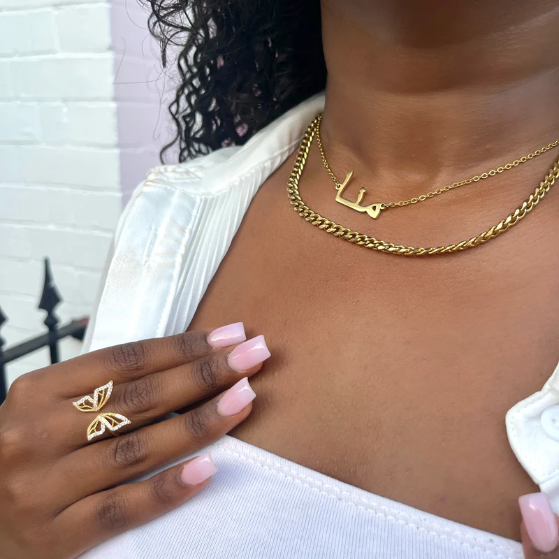 Arabic Name Necklace 14k Gold Plated Silver
