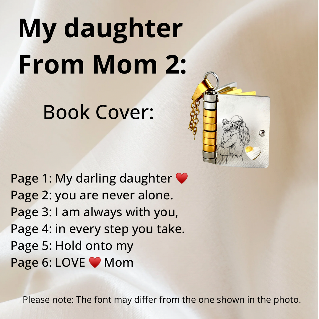 My Daughter Book Necklace, Custom Engraved Message