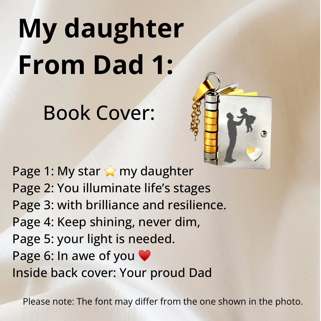 My Daughter Book Necklace, Custom Engraved Message
