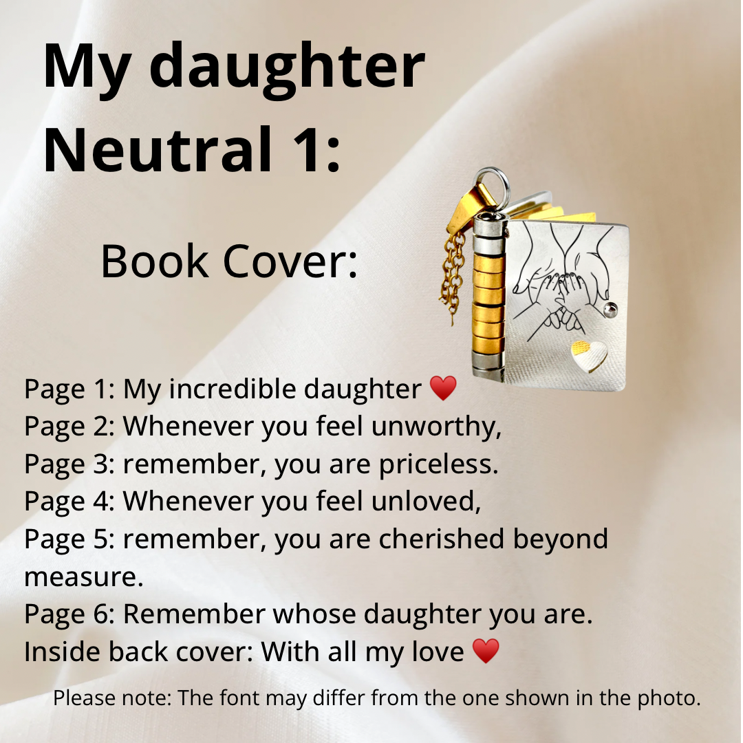 My Daughter Book Necklace, Custom Engraved Message