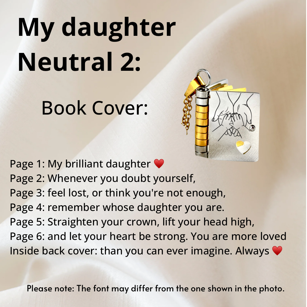 My Daughter Book Necklace, Custom Engraved Message