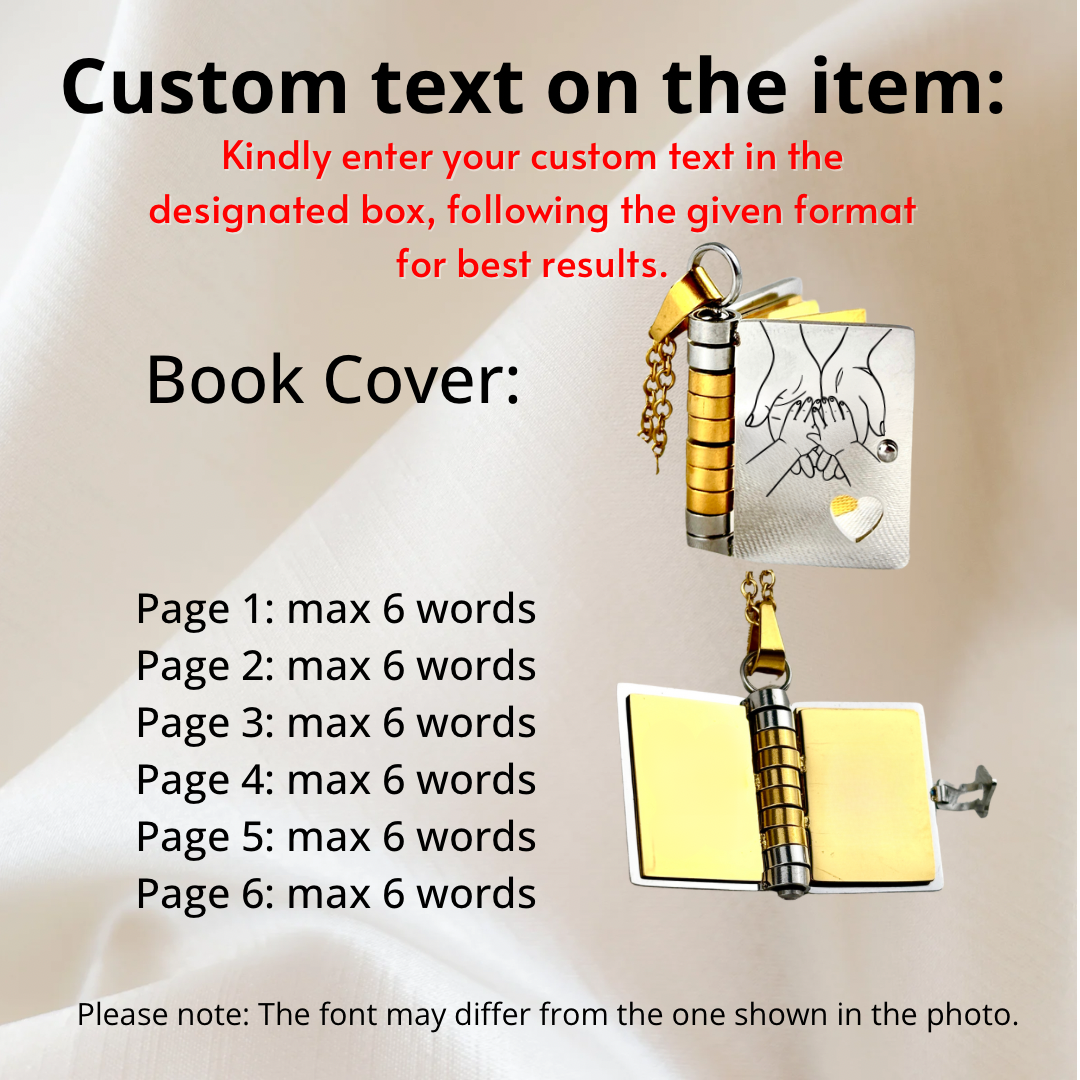 My Daughter Book Necklace, Custom Engraved Message