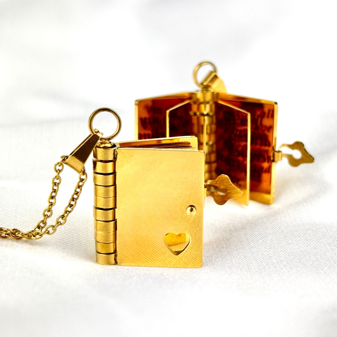 My Daughter Book Necklace, Custom Engraved Message