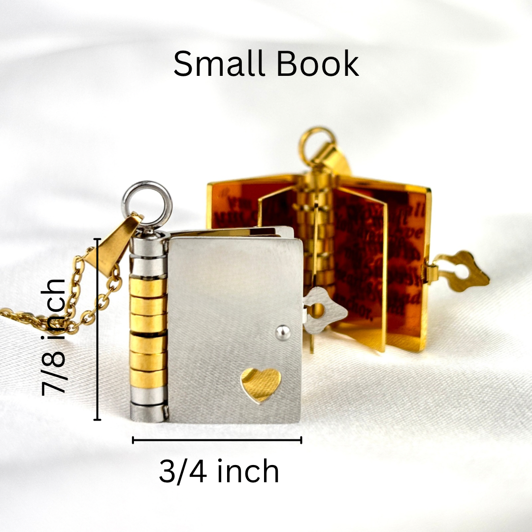My Daughter Book Necklace, Custom Engraved Message