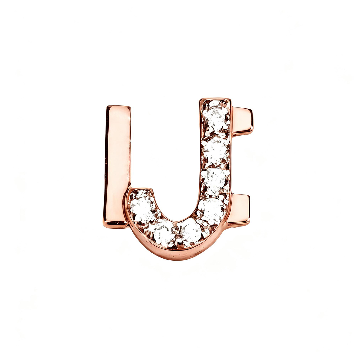 Letter With Diamond J Charm - Rose Gold