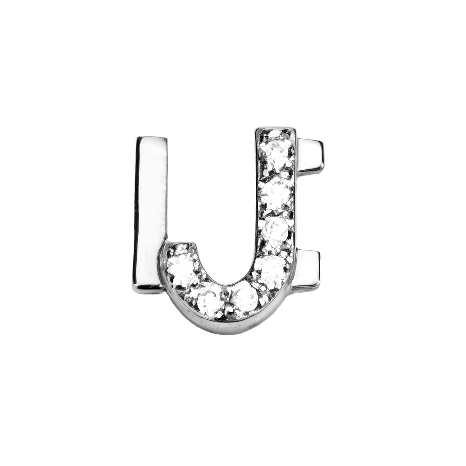 Letter With Diamond J Charm - Silver