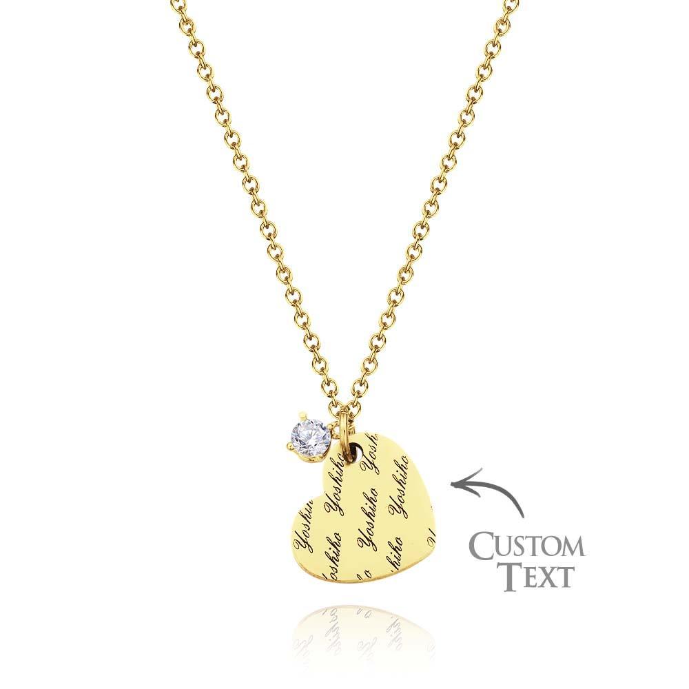 Custom Engraving Heart Necklace with a Birthstone Girl Gift - soufeelus