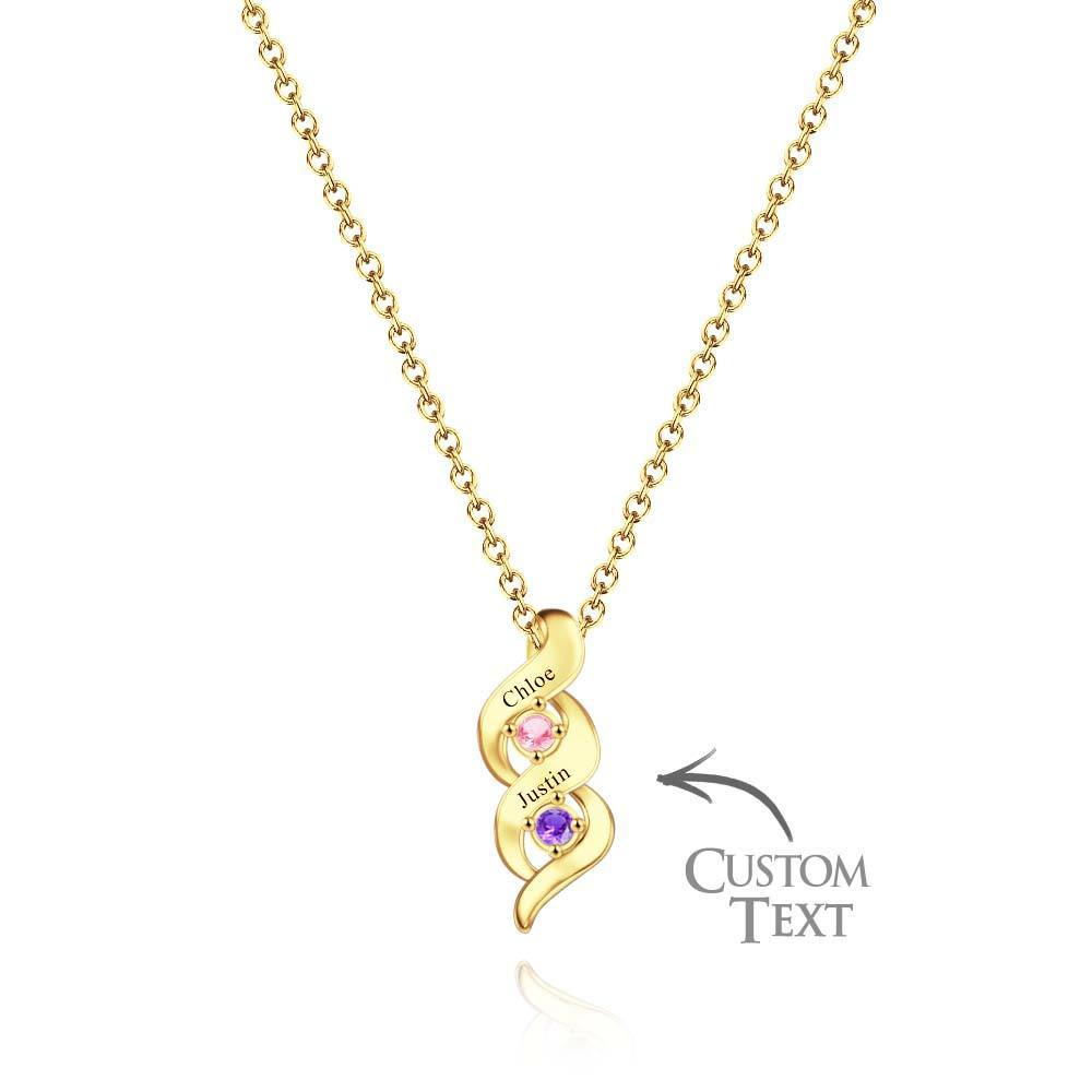 Custom Engraved Name Vintage Necklace Birthstone Pendant Necklace For Her - soufeelus