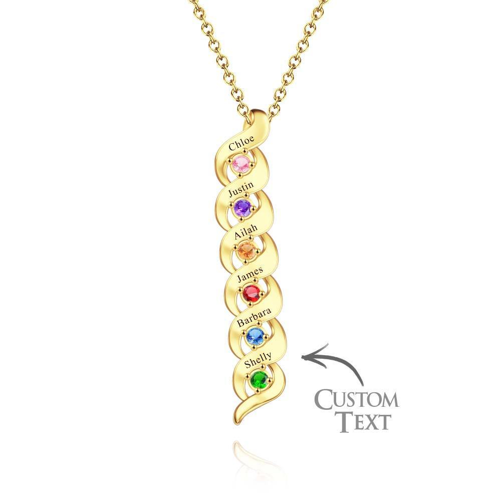 Custom Engraved Name Vintage Necklace Birthstone Pendant Necklace For Her - soufeelus