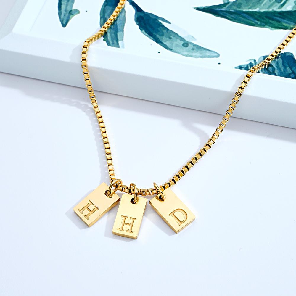 Custom Engraved Necklace Multiple Bar Initial Letter Charm Gifts - soufeelus