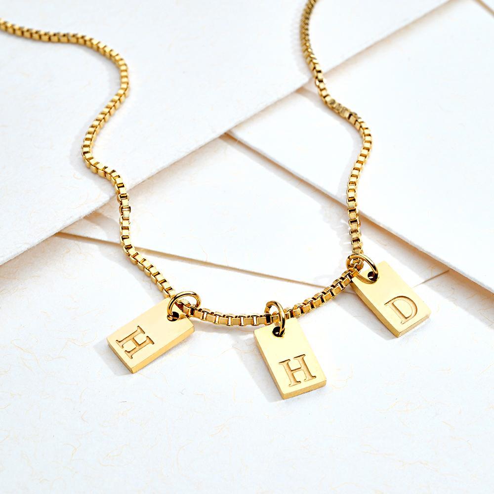 Custom Engraved Necklace Multiple Bar Initial Letter Charm Gifts - soufeelus