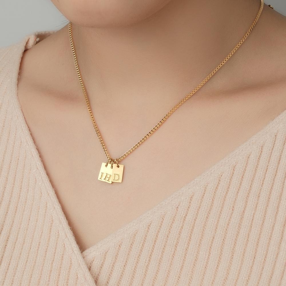 Custom Engraved Necklace Multiple Bar Initial Letter Charm Gifts - soufeelus