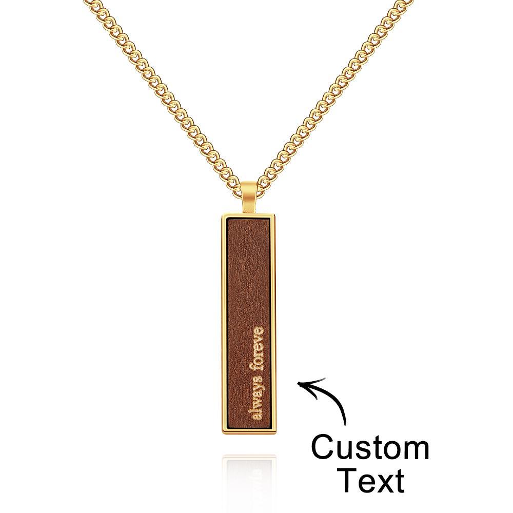Engravable Wood And Metal Necklace Personalized Retro Pendant Gift for Wedding Anniversary - soufeelus