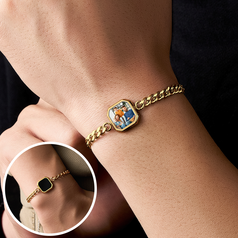 Personalized Magic Photo Men's Bracelet Which Changes Color With Temperature Best Gift For Him