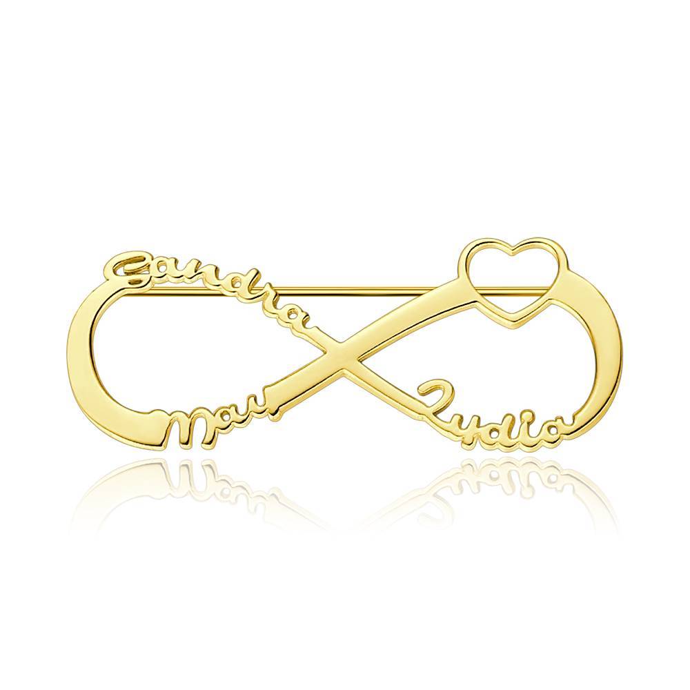 Custom Infinity Name Brooch Nameplate Lapel Pin Memorial Gifts Rose Gold Plated - soufeelus