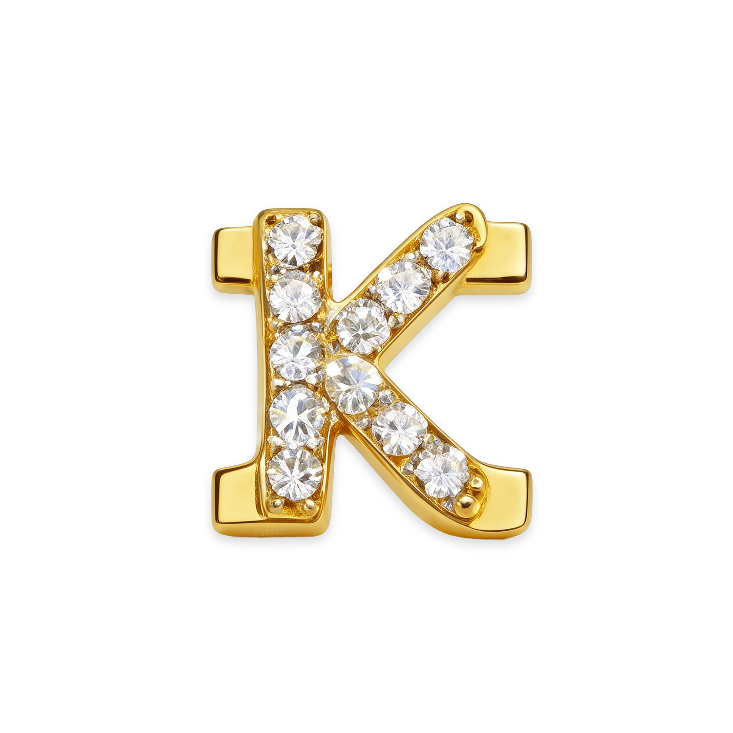 Letter With Diamond K Charm - Gold