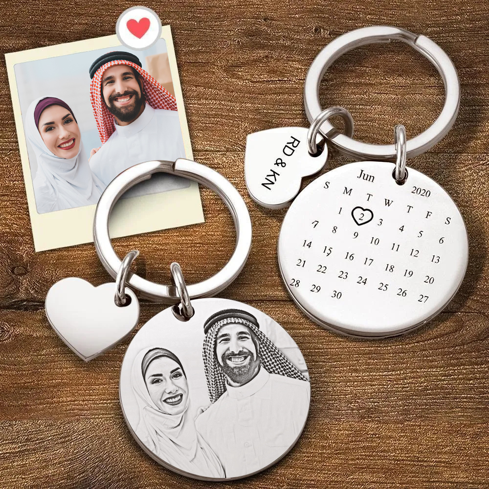 سلسلة مفاتيح تقويمية مخصصة، هدايا مميزة لعلامات التاريخ للأزواج